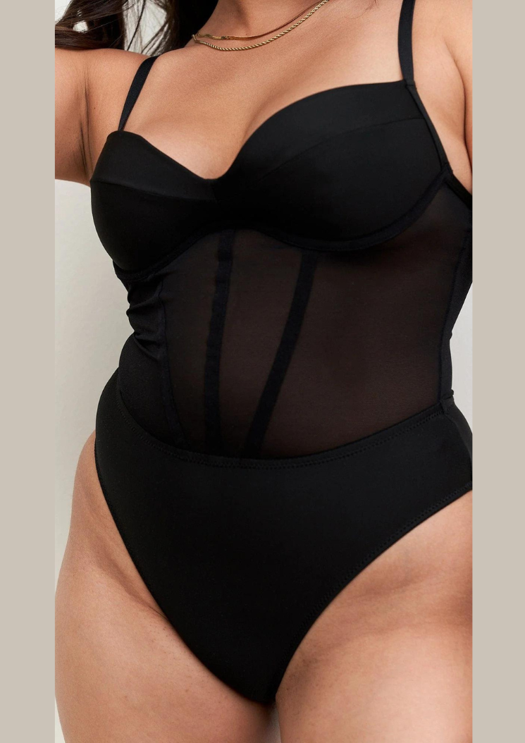 Valentina Body - Black mesh + tissu recyclé