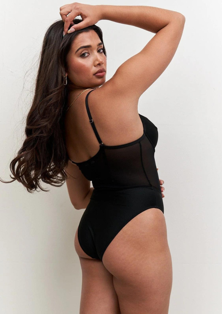 Valentina Body - Black mesh + tissu recyclé