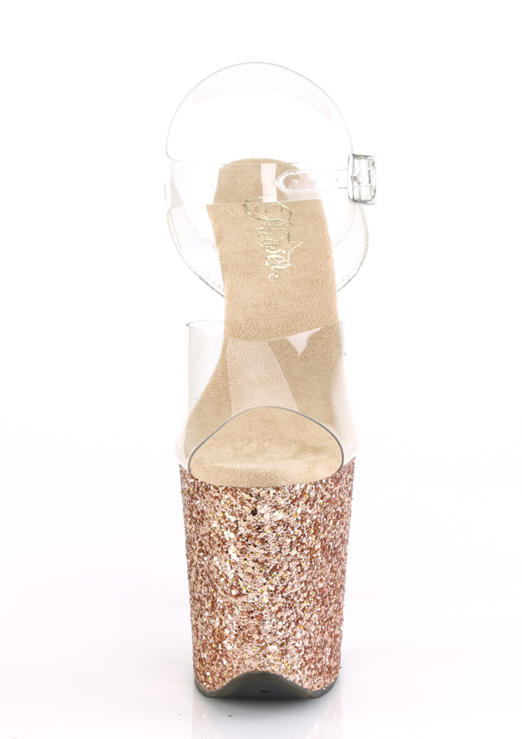 Flamingo 808LG - 8 inch - Clear / Rose Gold Glitter