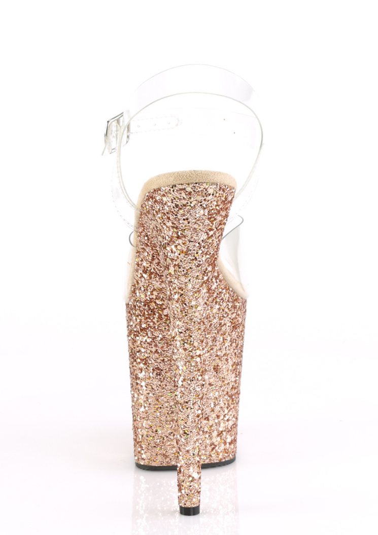 Flamingo 808LG - 8 inch - Clear / Rose Gold Glitter