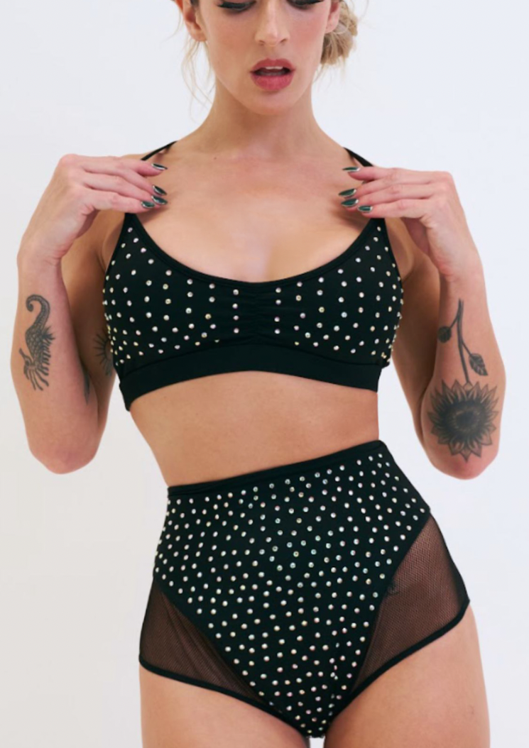 Shorty Roxie Mesh Diamante - Noir