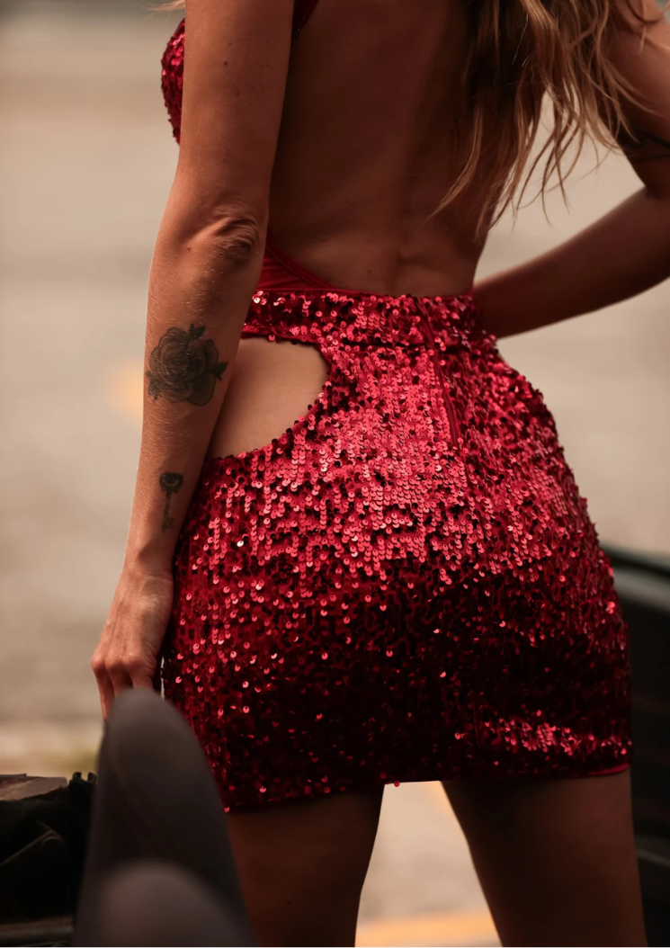 Jupe Peekaboo - Rubis sequins