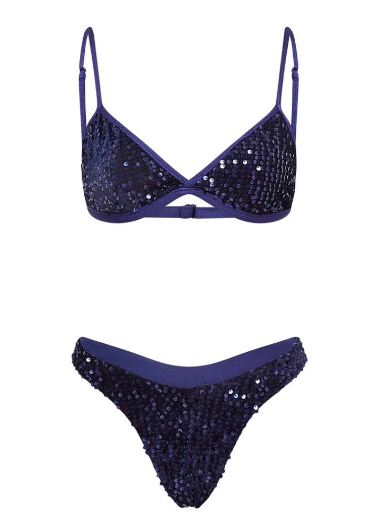 Tanga Tria - Bleu marine sequins