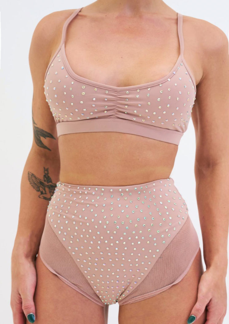 Shorty Roxie Mesh Diamante - Taupe