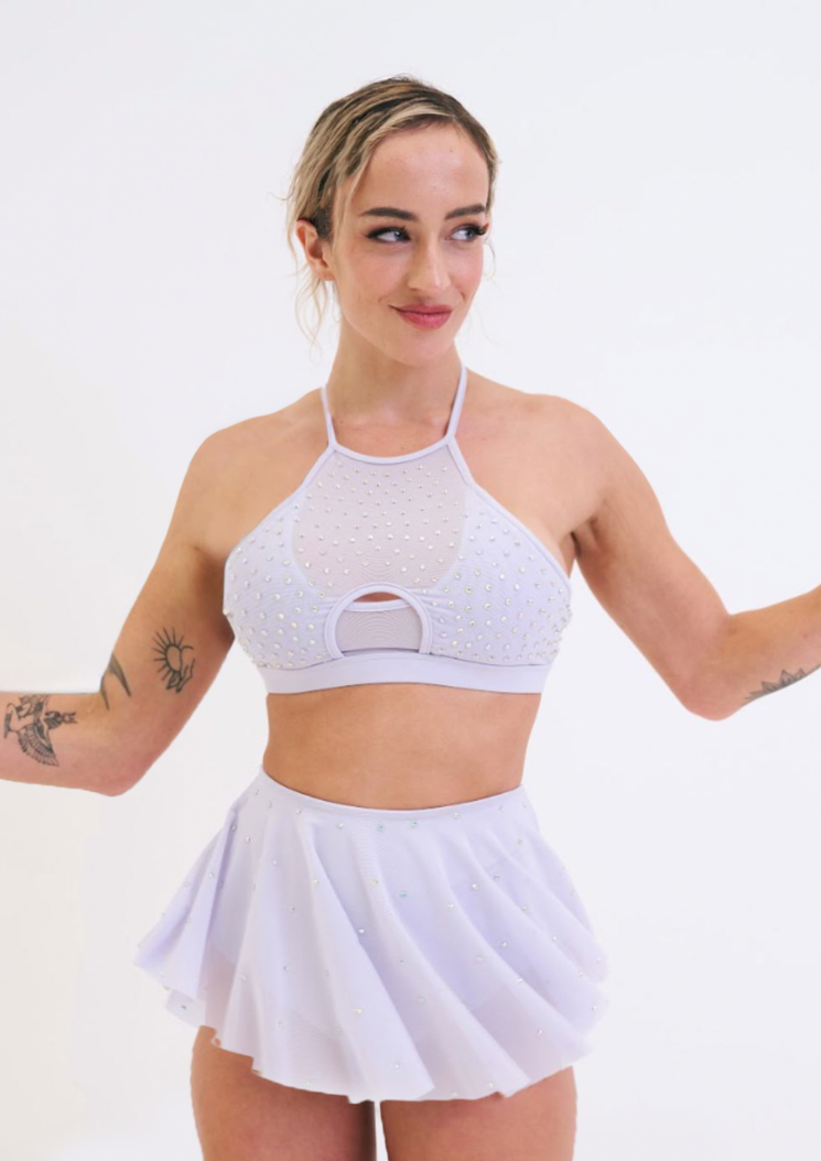 Demi Mesh Diamante top - Lilas