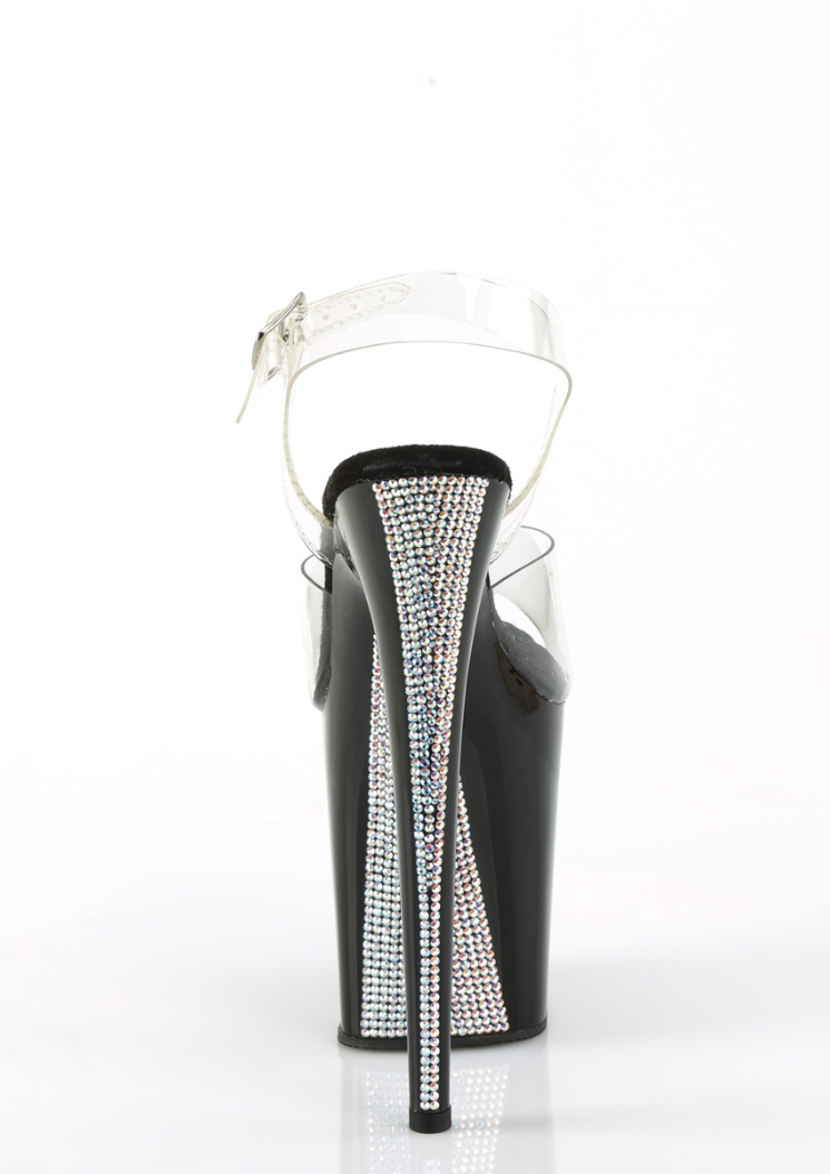 Flamingo 808CRS-2  - 8 inch - Clear/Black Silver Rhinestones