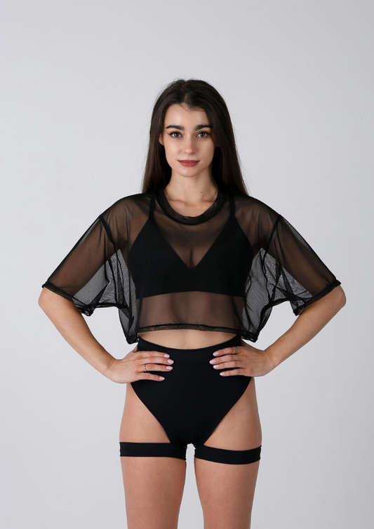 T-shirt Oversize Cropped Mesh