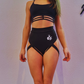 Shorty taille haute avec jarretières - Noir